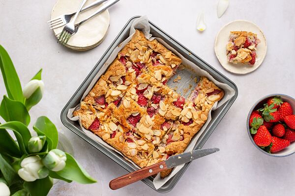 Jahodová bublanina z mandlové mouky