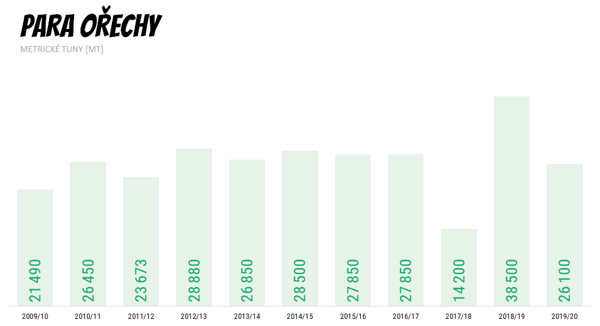 Světová produkce para ořechů
